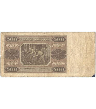 BANKNOT - 500 Złotych 1948 - GÓRNIK, seria BC, stan 4