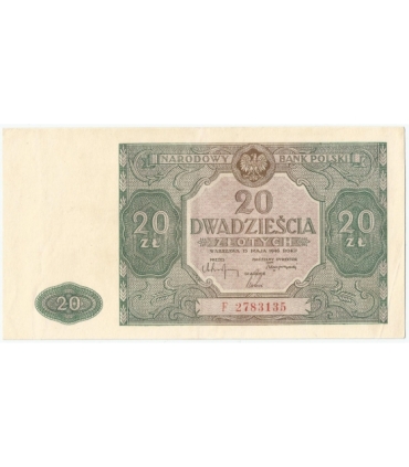 20 złotych 1946, Ser. F, stan 2-