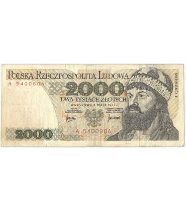 2000 zł Mieszko i Chrobry, 1977, seria A, stan 3-