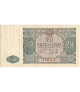 20 złotych 1946, Ser. B (rzadsza), stan 3