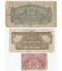 Zestaw 3 banknotów polskich 1944, 50 groszy, pięć złotych, 10 złotych