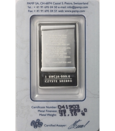 Sztabka - Matka Boska z Kalwarii Zebrzydowskiej PAMP, Srebro Ag999, 1 uncja