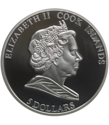 Wyspy Cooka, 5 dolarów 2009, Kwiaty świata - bratek, srebro Ag999