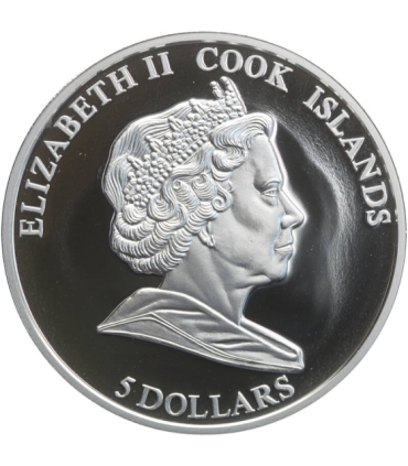 Wyspy Cooka, 5 dolarów 2009, Kwiaty świata - bratek, srebro Ag999