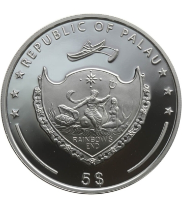 Palau 2009, 5 dolarów perła - 2500 szt. Srebro Ag925 + prawdziwa perła