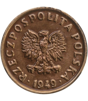 5 groszy 1949, brąz, 1-/2+, ładna