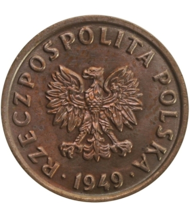 5 groszy 1949, brąz, mennicza stan 1, piękna