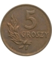 5 groszy 1949, brąz, mennicza stan 1/1-, piękna