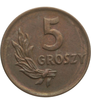 5 groszy 1949, brąz, mennicza stan 1/1-, piękna