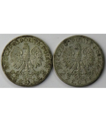 LOT 2 x 2 złote głowa kobiety 1934