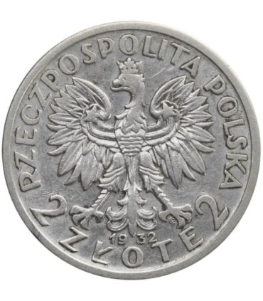 2 złote głowa kobiety 1932, stan 3+