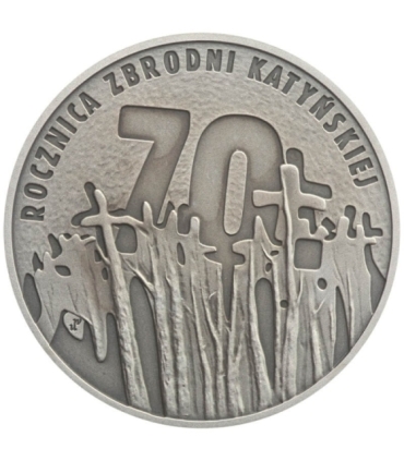 10 zł, 70. rocznica zbrodni katyńskiej 2010, plamka na awersie