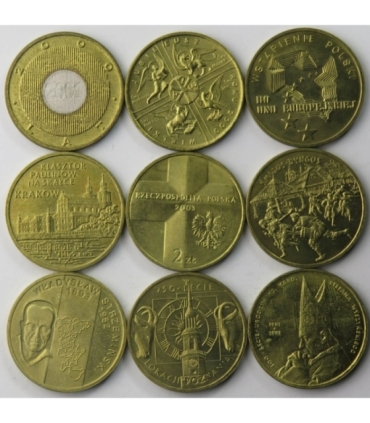 Lot: 9 x 2 zł GN, każda inna