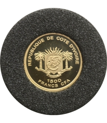 Wybrzeże Kości Słoniowej 1500 franków, 2007 Fryderyk Chopin, złoto Au