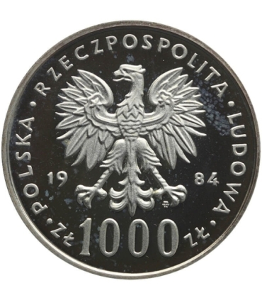 Polska 1000 złotych, 1984 40 rocznica PRL, PRÓBA, Srebro