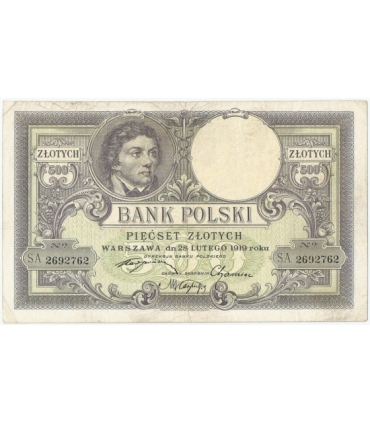 500 zł Kościuszko 1919, seria. SA., stan 3, ładny
