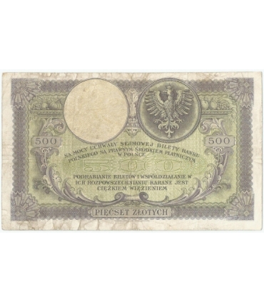 500 zł Kościuszko 1919, seria. SA., stan 3, ładny