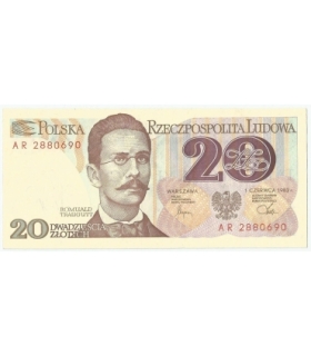 20 zł, Romuald Traugutt, 1982, seria AR, st. 1-/2+