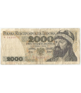 2000 zł Mieszko i Chrobry, 1977, seria P, stan 3-/4+