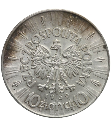 10 zł Piłsudski 1939, stan 2, rzadki rocznik