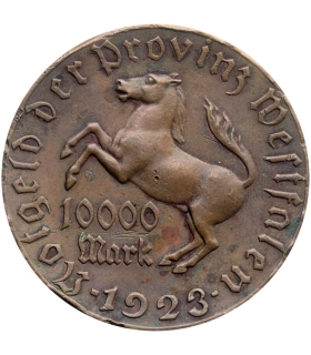 10000 marek, 1923, Pieniądz zastępczy, netgeld, Westfalia