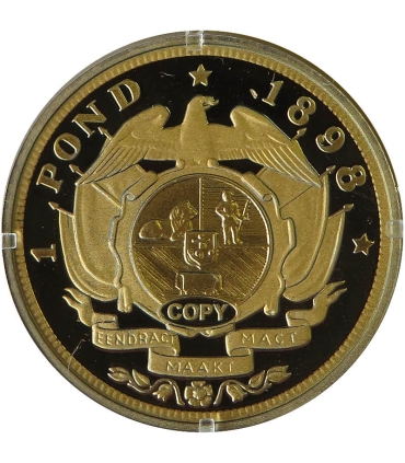 Replika Single 9 z 1898, Afryka Południowa, srebro złocone, certyfikat