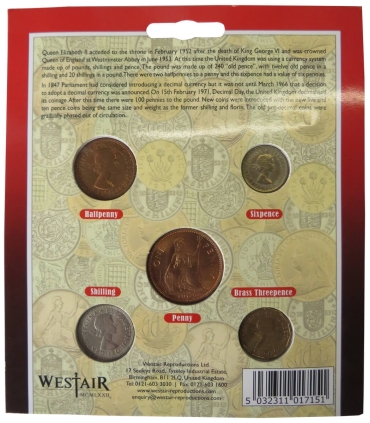 Zestaw brytyjskich monety sprzed systemu dziesiętnego (pre-decimal)