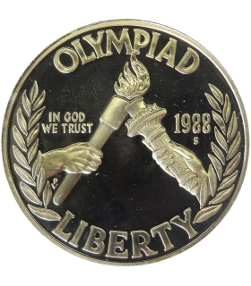 USA 1 dolar, 1988, Igrzyska XXIV Olimpiady, Seul 1988, srebro, certyfikat