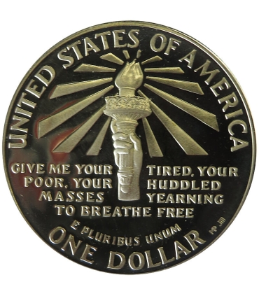 USA 1 dolar, 1986, Ellis Island, stan 1-, certyfikat