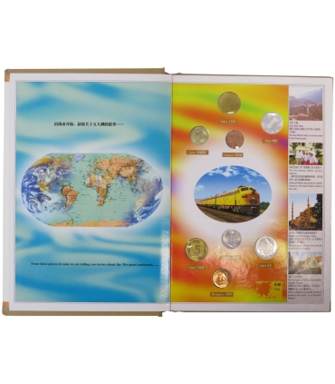 Zestaw 26 monet obiegowych z całego świata w ekskluzywnym albumie