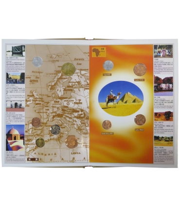 Zestaw 26 monet obiegowych z całego świata w ekskluzywnym albumie