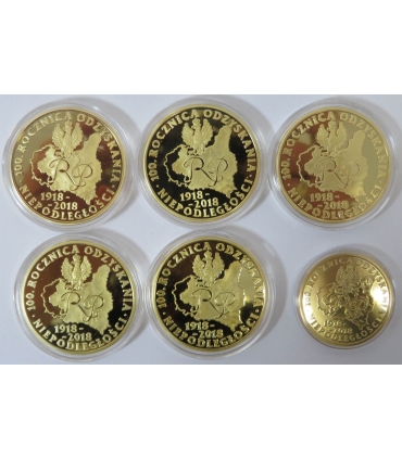Zestaw 6 medali w etui z kolekcji 100 lat polskiej niepodległości