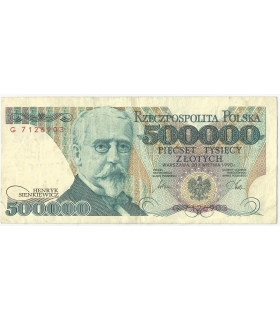 500000 zł Henryk Sienkiewicz 1990, seria G, stan 3/3+