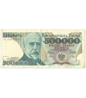 500000 zł Henryk Sienkiewicz 1990, seria G, stan 3+