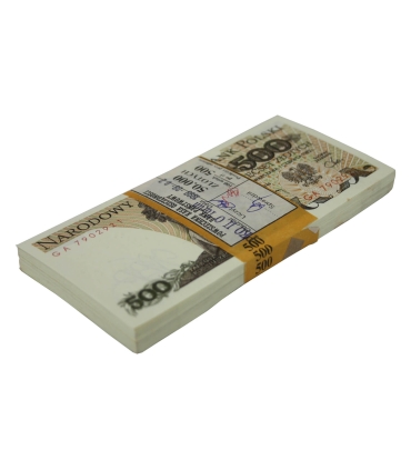 Paczka bankowa niepełna z banderolą 500 zł, Tadeusz Kościuszko, 1982, 40 szt. 1982 FD