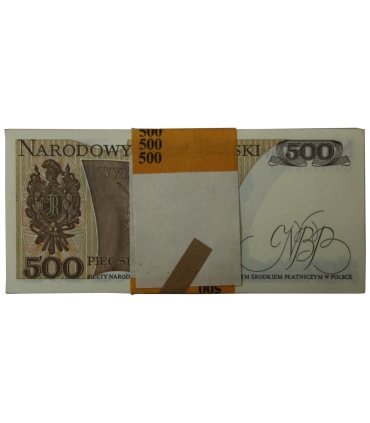 Paczka bankowa niepełna z banderolą 500 zł, Tadeusz Kościuszko, 1982, 40 szt. 1982 FD