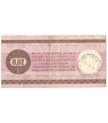 Bon towarowy Pewex 2 centy 1979 stan 3-
