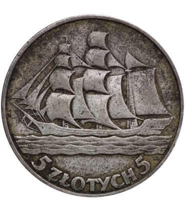 5 zł Żaglowiec 1936, stan 3