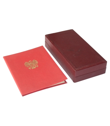 Złoty krzyż zasługi PRL + legitymacja + pudełko