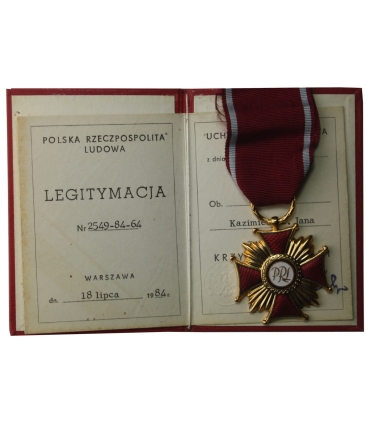 Złoty krzyż zasługi PRL + legitymacja + pudełko