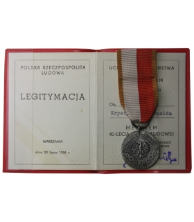 Medal 40-lecia Polski Ludowej + legitymacja