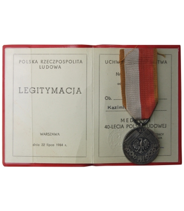 Medal 40-lecia Polski Ludowej + legitymacja