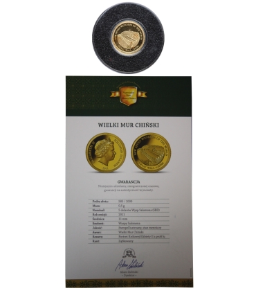 Zestaw 5 złotych monet 5$ z serii Cuda Świata, Au585