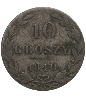 Królestwo Polskie 10 groszy 1840 MW, stan 3-