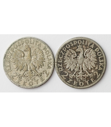 LOT 2 x 2 złote głowa kobiety 1932, 1933