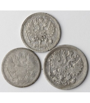 Lot: Rosja 15 kopiejek 1902 + 10 kopiejek 1861 + 10 kopiejek 1904