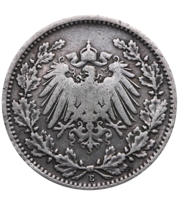 1/2 marki, Cesarstwo Niemieckie, 1905 E, stan 3