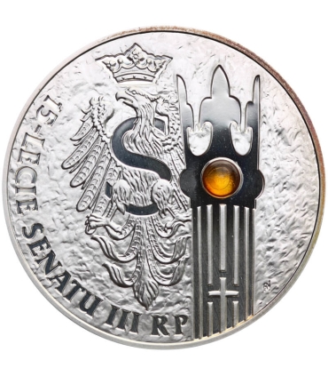 Ekskluzywny zestaw 15-lecie Senatu III RP, 20 zł + 2 zł + etui + folder