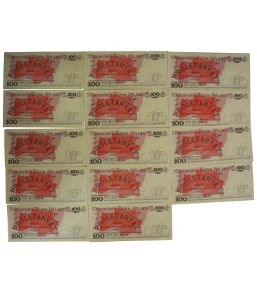 Lot: 14 x 100 zł, Ludwik Waryński, 1986, seria TX, stany 1-/2+