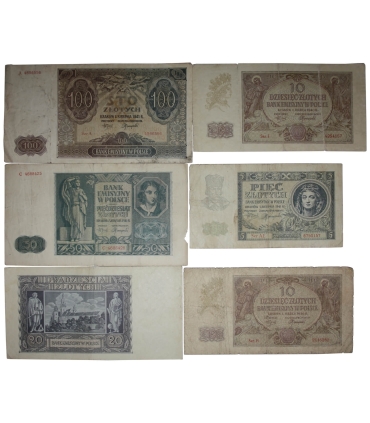 Lot 26 szt. Generalna Gubernia: 10 szt. x 100 zł 1941 + 16 szt. x 50 zł 1941